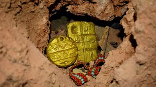 We found treasure chest full of gold in an underground room with metal detector - YouTube